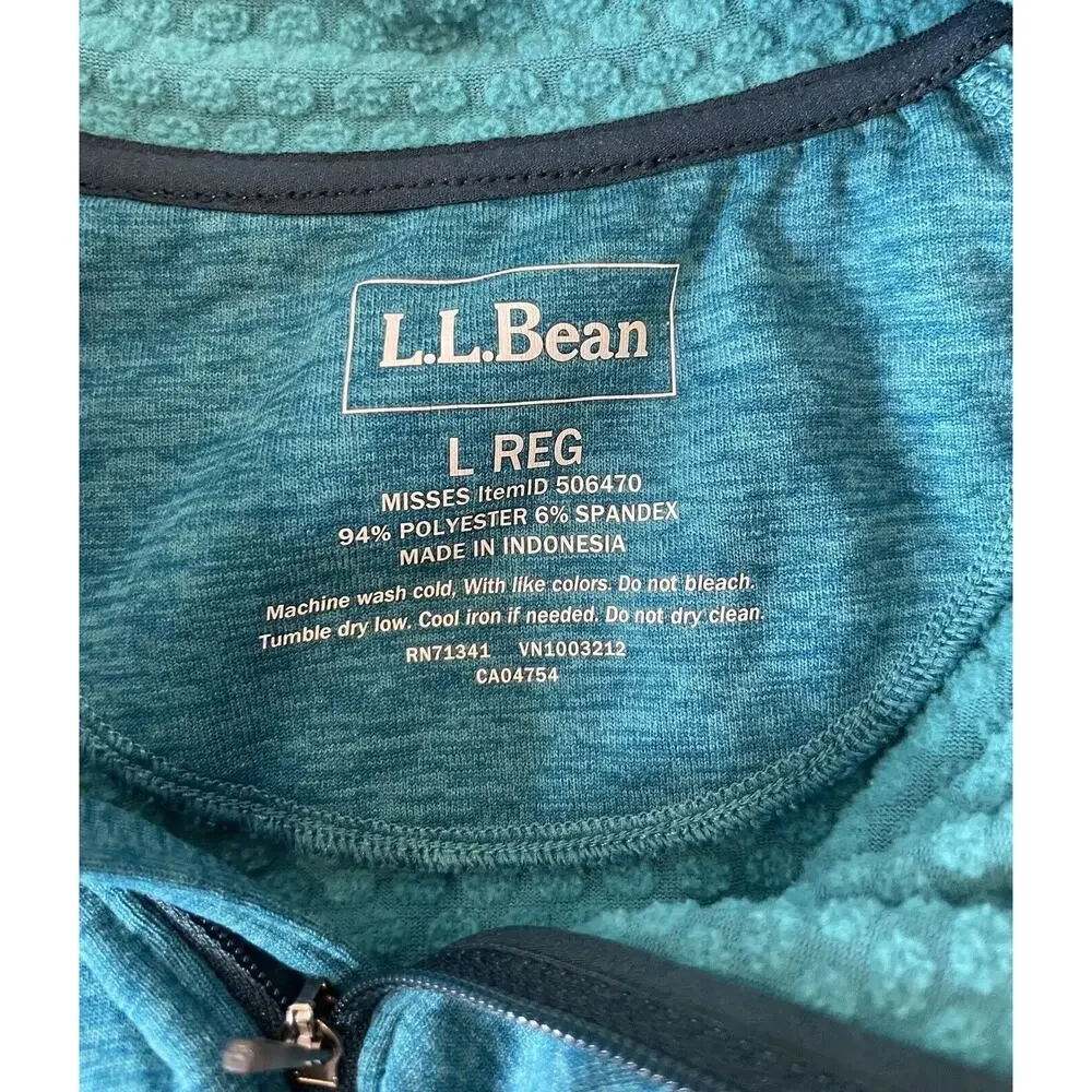 L.L. Bean Adventure Grid Blue Half-Zip Polyester Pullover Thumb Slot Size L Reg - Picture 11 of 15